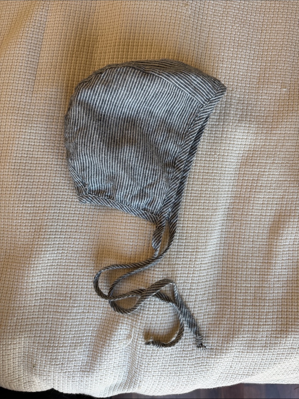 Briar Baby Striped Cotton Baby Bonnet in blue and white